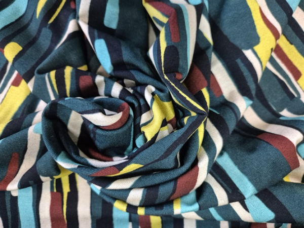 Viscose Jersey Striche grün/gelb